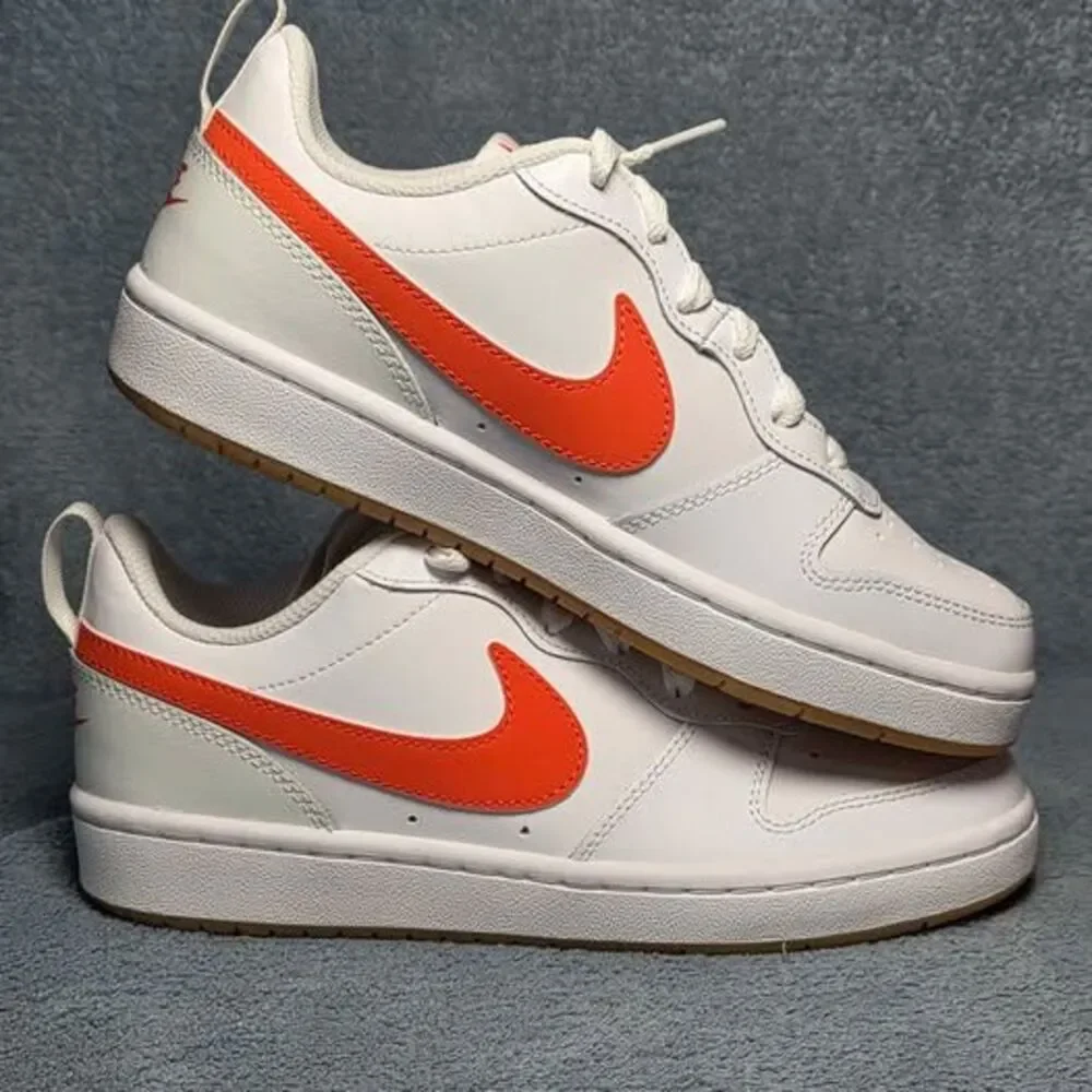 Nike Court Borough Low 2 (GS) Boys Size 5Y or Womens 6.5 - White Orange New